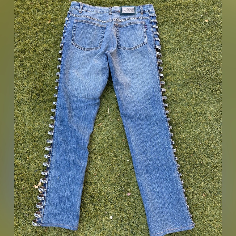 Vintage Platinum Plush Rhinestone Jeans - Picture 4 of 4